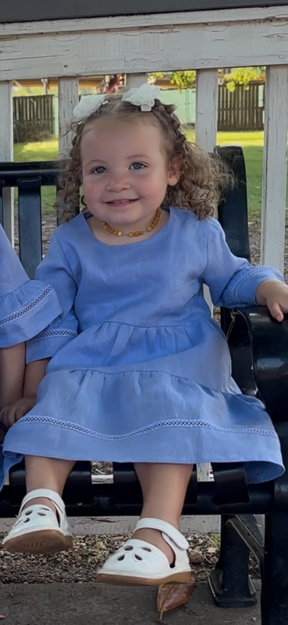 Hazel Linen Dress in English Garden Blue