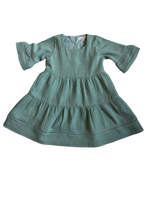 Hazel Muslin dress Sage Green