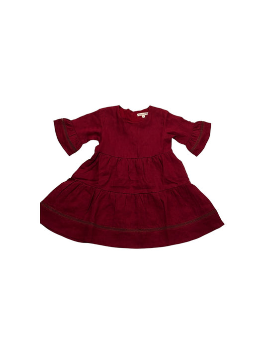 Hazel Linen Dress in Cranberry