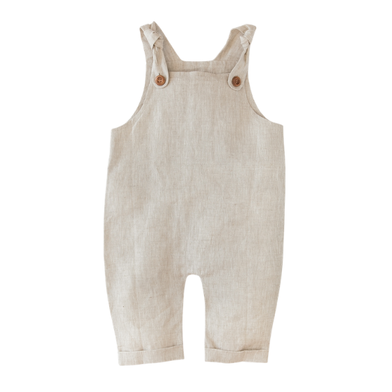 Teddy Linen Overalls- Oatmeal