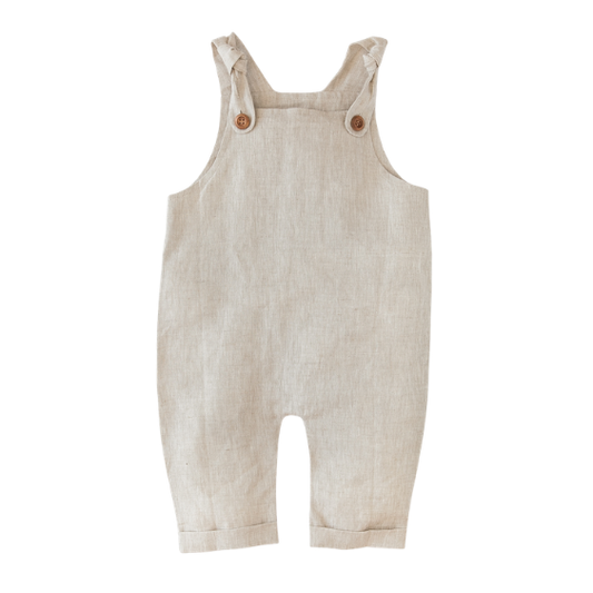 Teddy Linen Overalls- Oatmeal