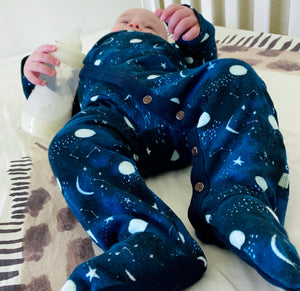 Starry Night Kimono Footed Pajamas - Organic Cotton