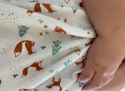 Fox Print Ivory Swaddle Blanket - Organic Cotton