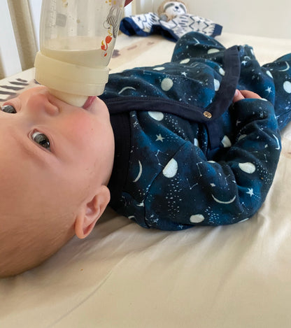 Starry Night Kimono Footed Pajamas - Organic Cotton