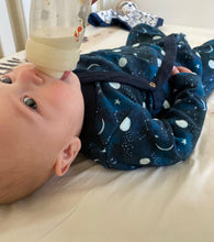 Load image into Gallery viewer, Starry Night Kimono Footed Pajamas - Organic Cotton