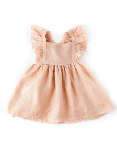 My Little Sunshine Linen Ruffle Dress - Peach