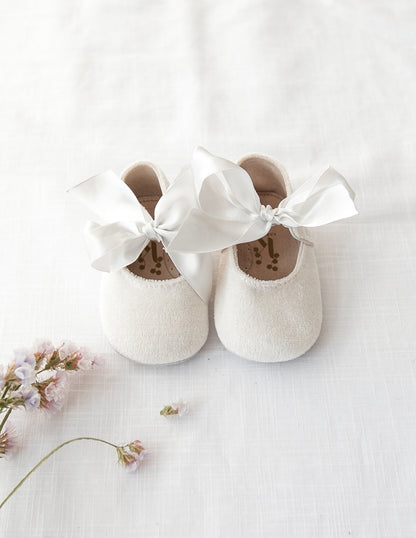 Cream Velvet Mary Janes