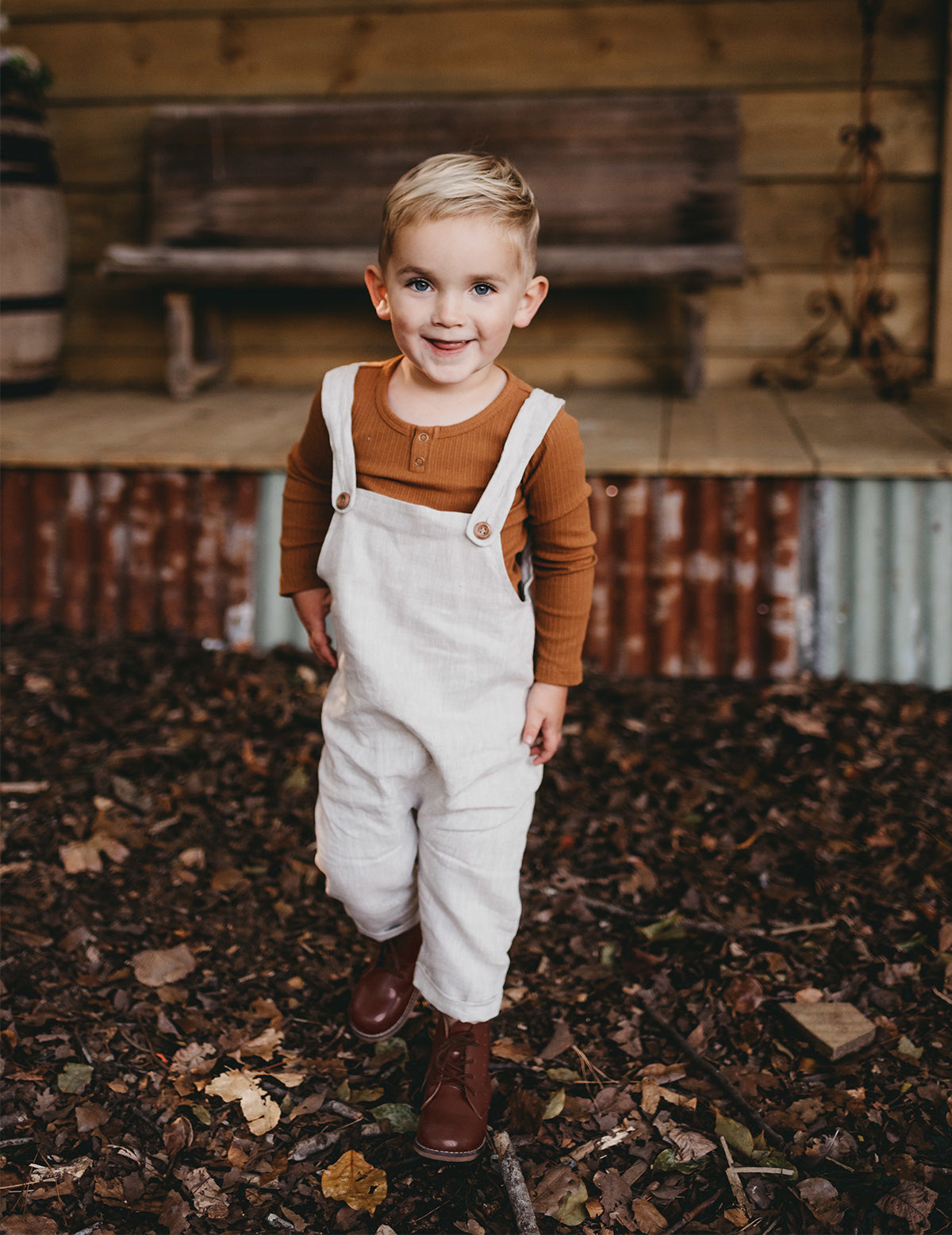 Teddy Linen Overalls- Oatmeal